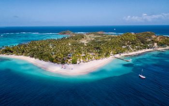 Aerial view of Palm Island Resort & Spa, the Grenadines