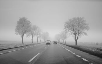 A highway during snowy winter