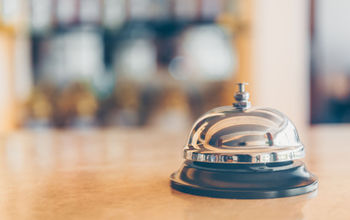 Service bell at a hotel front desk