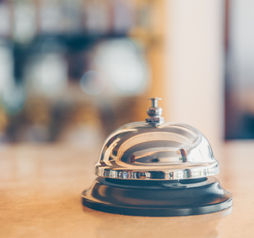 Service bell at a hotel front desk