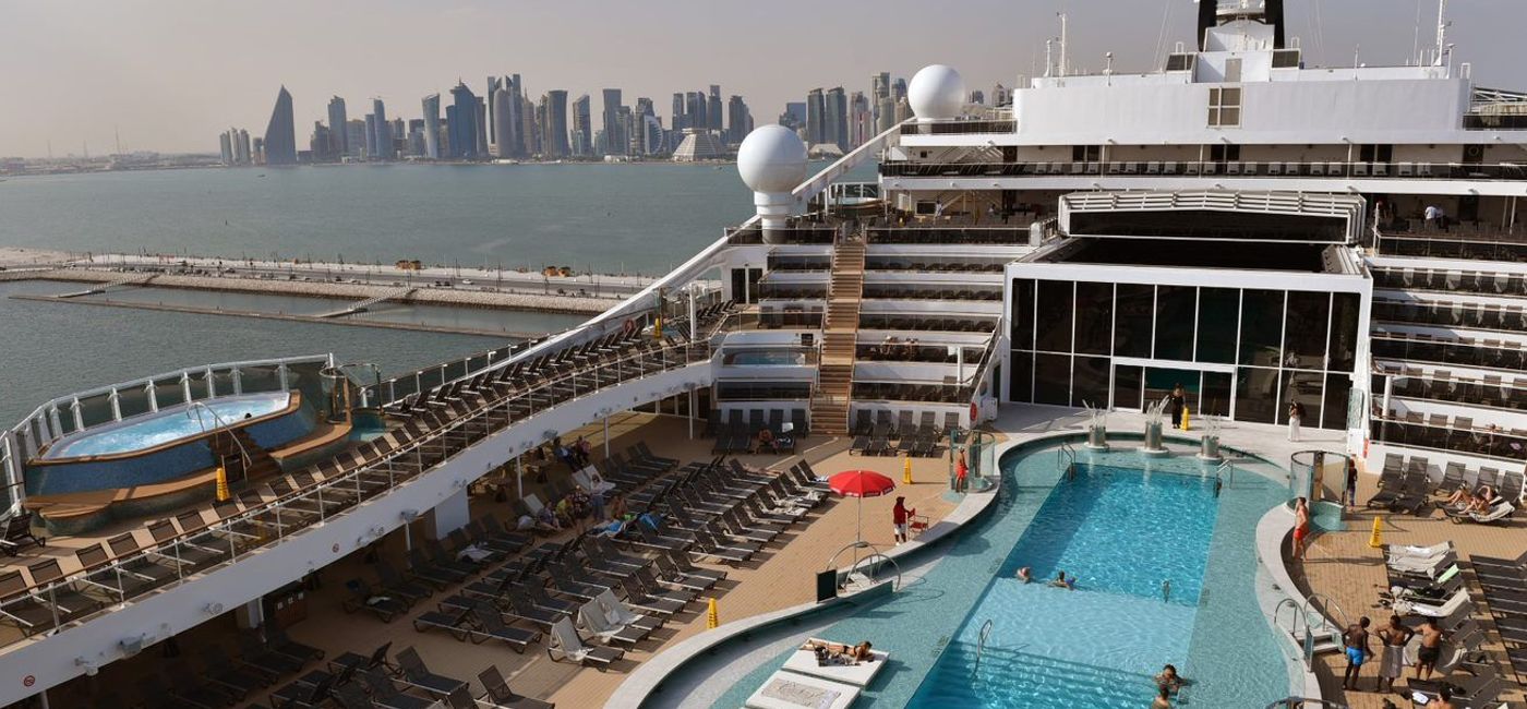 Image: MSC World Europa main pool. (Photo Credit: Anthony Devlin/Getty Images from MSC Cruises)