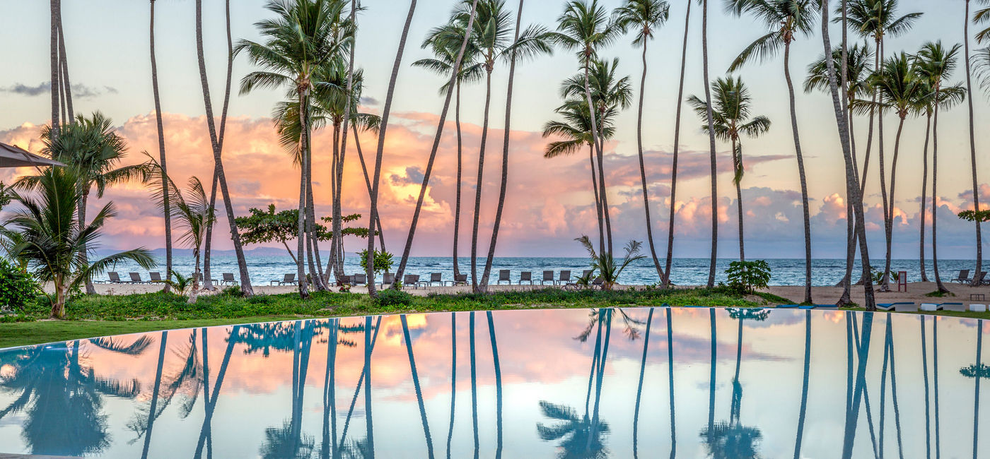 Image: Caribbean Sea views over the main pool at Club Med Michés Playa Esmeralda, Dominican Republic. (photo courtesy of Club Med)
