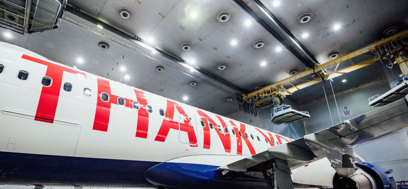 Image: PHOTO: Delta Air Lines' 'thank you' plane featuring more than 90,000 employee names. (photo courtesy of Delta Air Lines)