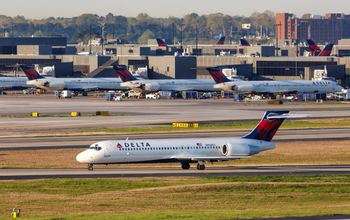 A Delta Air Lines Boeing 717-200 at Atlanta's Hartsfield-Jackson International Airport