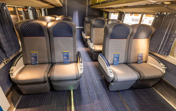Amtrak's new coach-class seating design for its Superliner fleet.