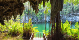 Three eyes cave in Santo Domingo, los Tres Ojos national park, Dominican Republic.