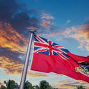 Cayman Islands, Caribbean, flag, sunset