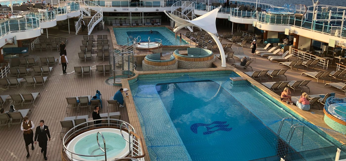 Image: The two new Sky Suites on Princess Cruises' new  Sky Princess are across from the jumbo movie screen on the pool deck. (Photo by Theresa Norton)
