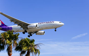 Hawaiian Airlines plane landing at Los Angeles International Airport