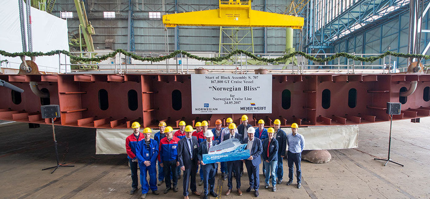 Image: PHOTO: Norwegian Cruise Line lays keel for Norwegian Bliss at the Meyer Werft shipyard. (photo courtesy of Norwegian Cruise Line)