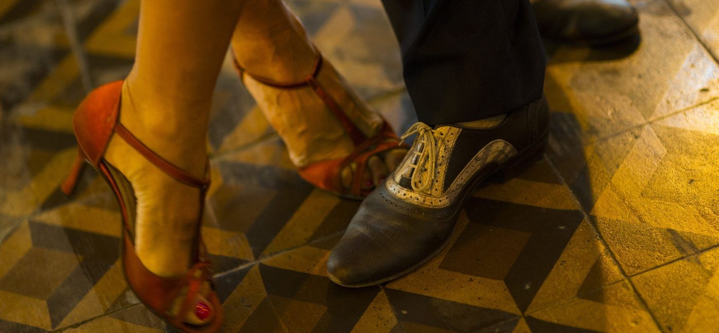 Image: Couple's feet as they dance the tango (photo via Atlas Ocean Voyages) ((photo via Atlas Ocean Voyages))