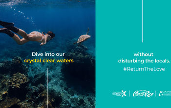 Discover Puerto Rico's "Return the Love" Campaign poster encouraging responsible ocean activities.