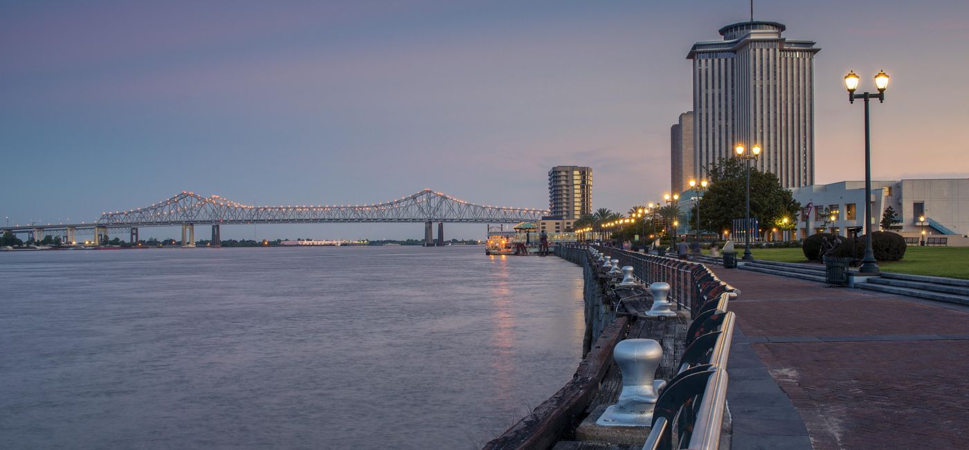 Image: PHOTO: View of the Mississippi River from the New Orleans Riverfront. (photo via Tiago_Fernandez/iStock/Getty Images Plus)
