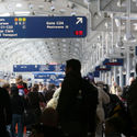 Busy airport terminal.