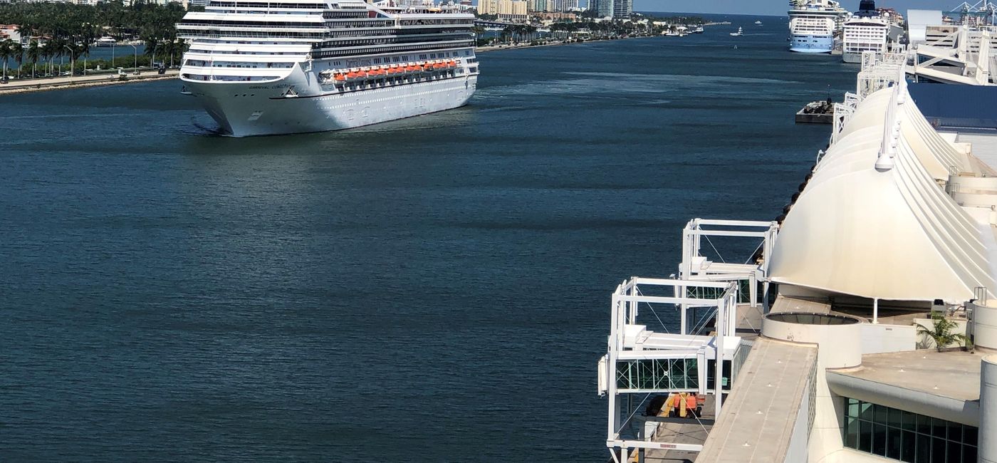 Image: Carnival Conquest departs PortMiami. (Photo by Theresa Norton)
