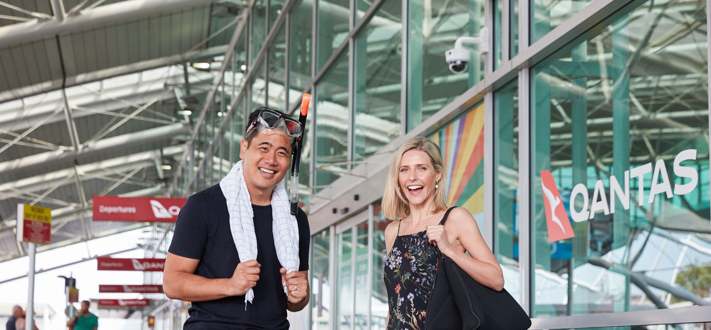 Image: Travelers ready for the Qantas Mystery Flight Experiences. (photo via Qantas Media)