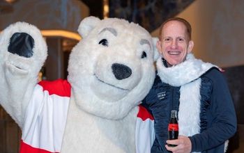 Coke mascot with NCL's Harry Sommer