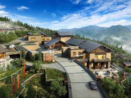 A rendering of Ritz-Carlton Reserve in Jiuzhaigou Valley, China.