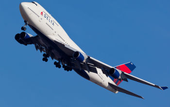 Delta Air Lines Boeing 747 takes off from John F. Kennedy International Airport in New York City