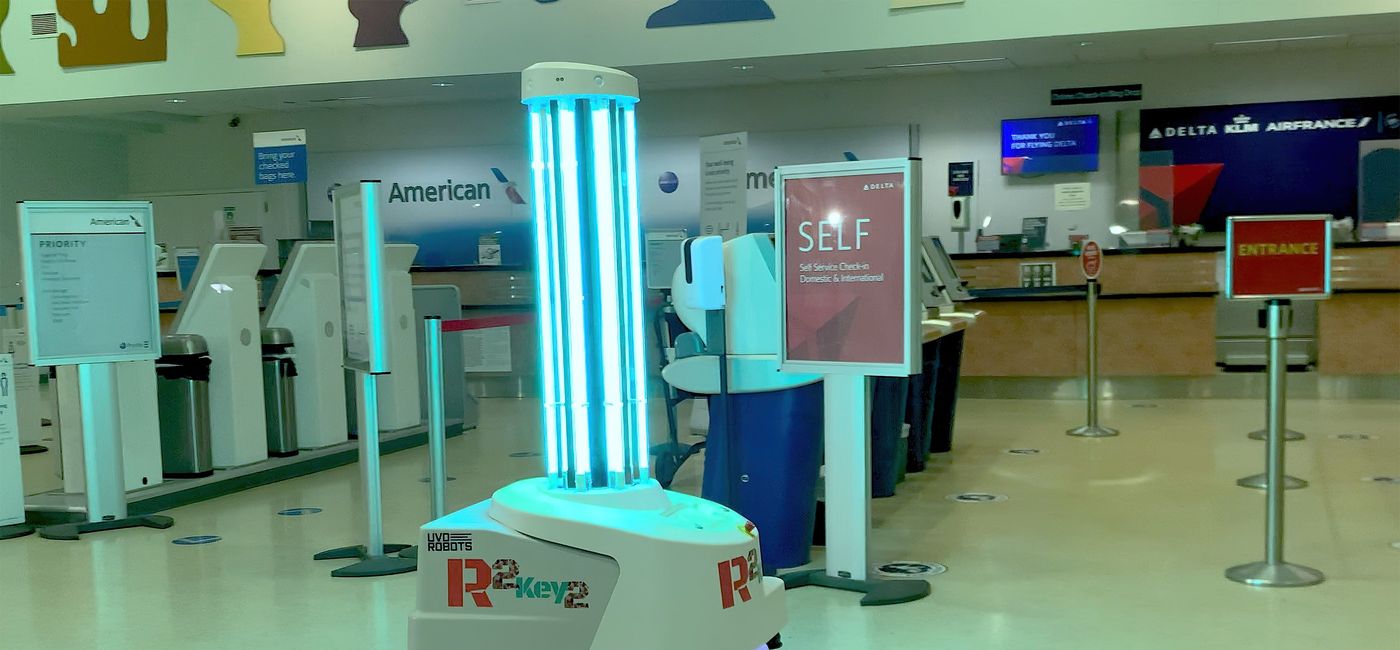 Image: Meet R2Key2, the coronavirus-fighting robot at Key West International Airport. (photo via The Florida Keys)