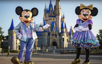Mickey and Minnie Mouse at Disney World.