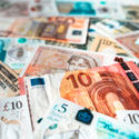 Mixed bills of different global currencies.