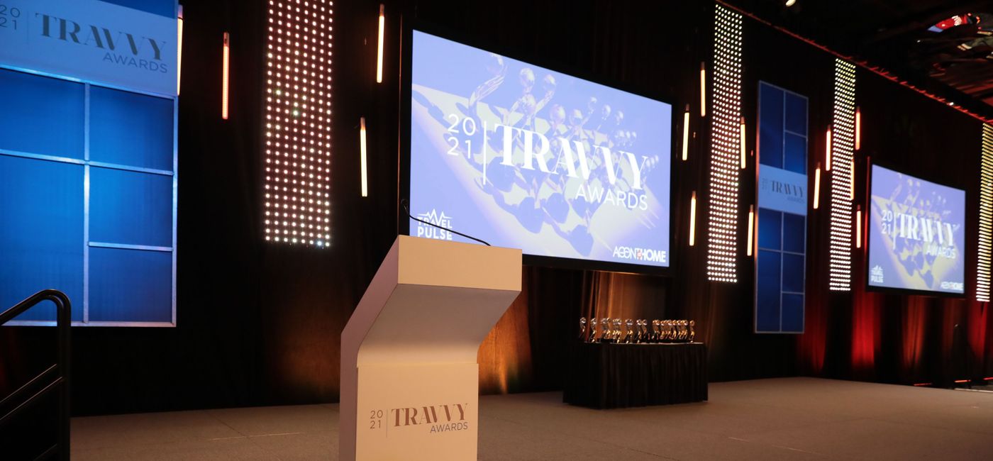 Image: The stage for the 2021 Travvy Awards (Northstar Travel Group)