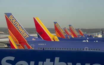 A row of Southwest Airlines planes.