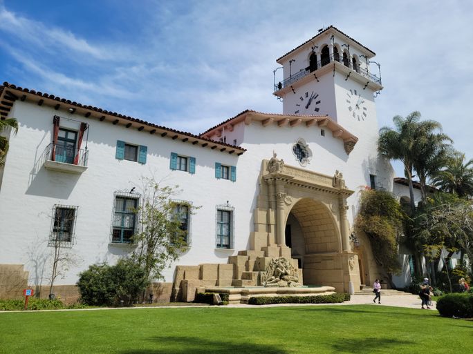 The historic Santa Barbara County Courthouse is an architectural gem located a short walk from the port. Santa Barbara, california cruise, Lacey Pfalz, Santa Barbara history, santa barbara historic courthouse
