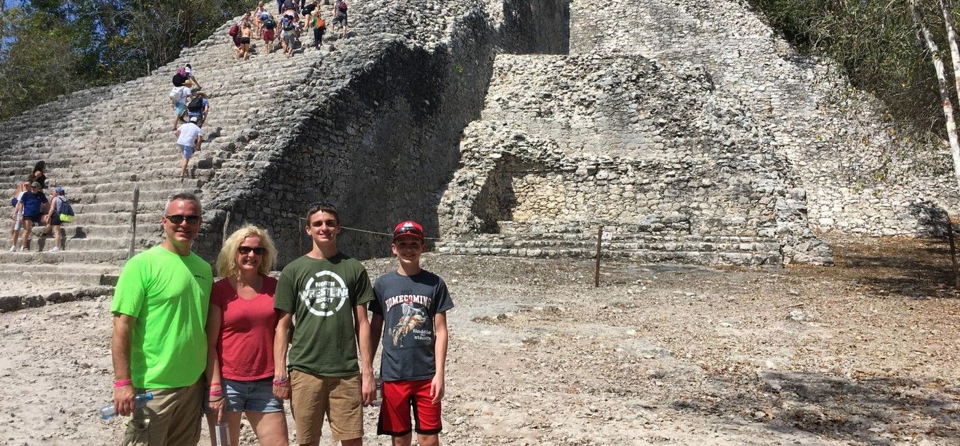 Image: PHOTO: The author and his family at the ancient Coba pyramid in Mexico. (photo via Brad Striegel) ((photo via Brad Striegel))