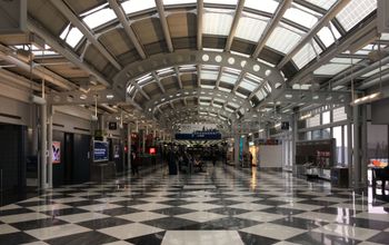 nearly vacant terminal at Chicago O’Hare International Airport