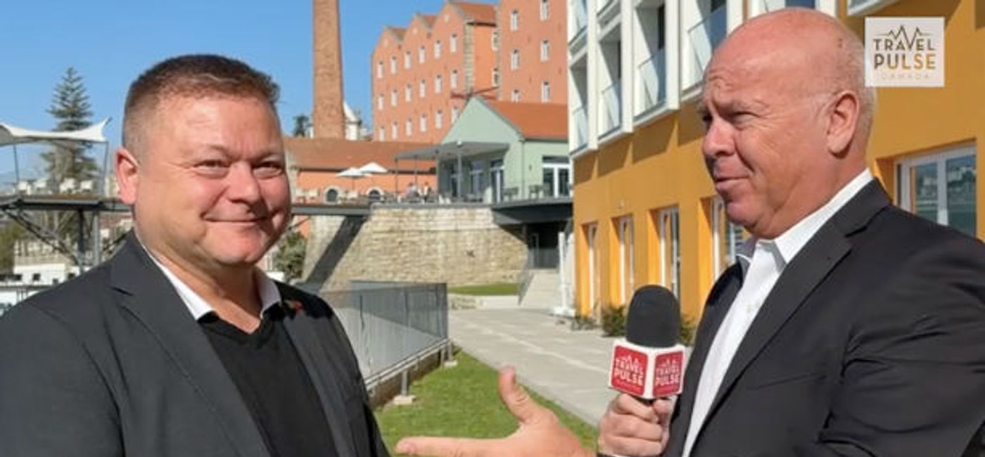 Image: TAP's Frederic Gossot with TPC's John Kirk (TravelPulse Canada)