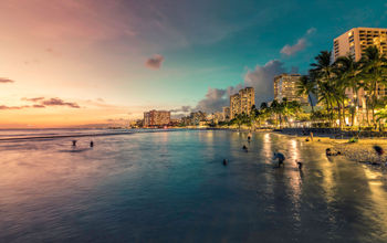 Waikiki Beach in Honolulu, Hawaii. 