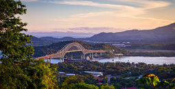 Ship passing through the Panama Canal.