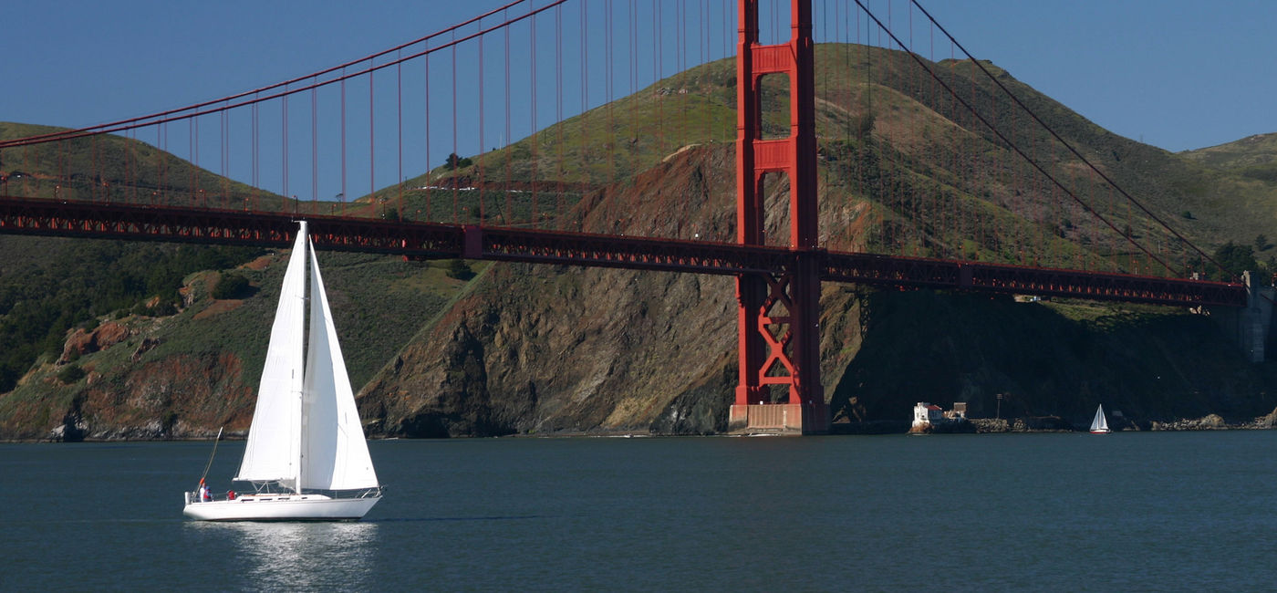Image: Sailboat near the Golden Gate bridge. (photo via iStock / Getty Images Plus / pgbrace) (iStock / Getty Images Plus /  pgbrace)