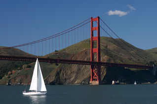 Sailboat, San Francisco, golden gate bridge