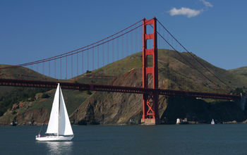 Sailboat, San Francisco, golden gate bridge