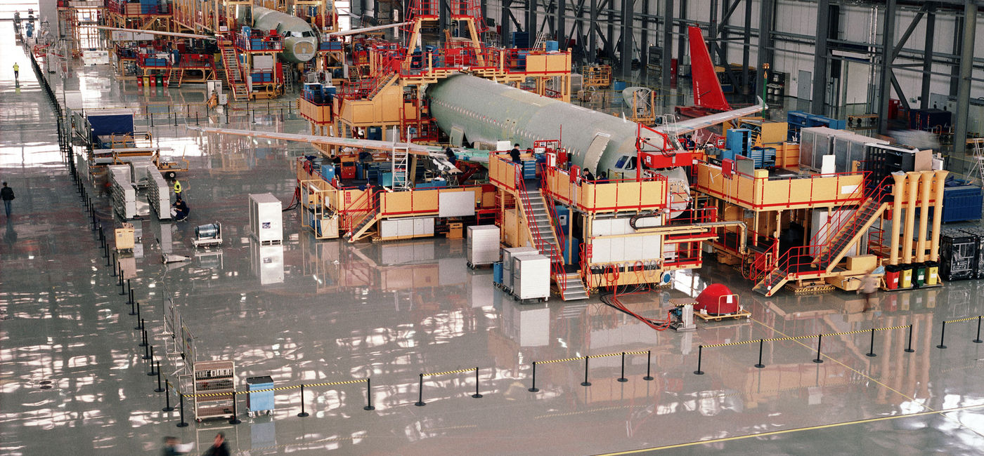 Image: Aircraft assembly line. (photo via xenotar / E+)