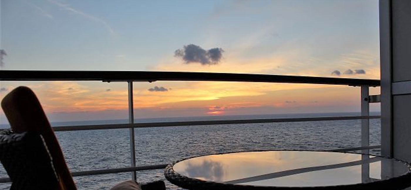 Image: PHOTO: A romantic shipboard sunset. (photo by Gary Crow)