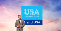 Chris Thompson, president and CEO of Brand USA, speaking at IPW 2023 press conference in San Antonio, Texas.
