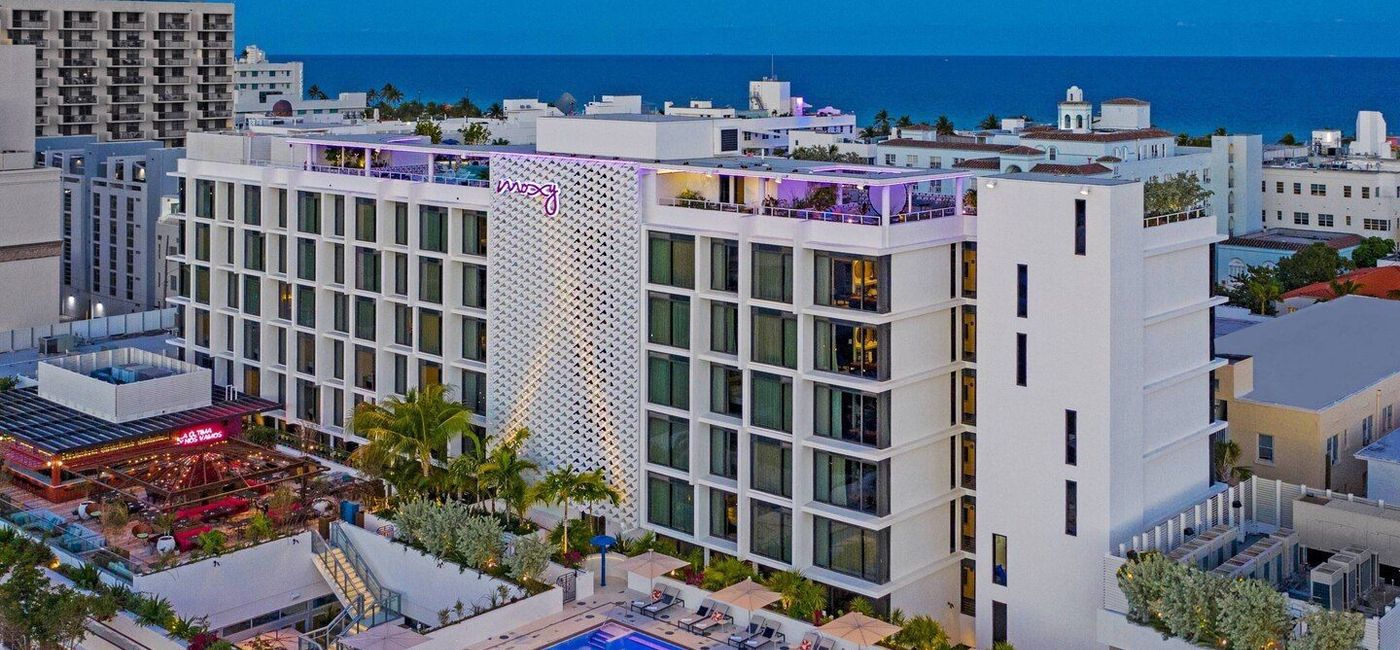 Image: Exterior view of Moxy South Beach. (Photo courtesy of Marriott International)