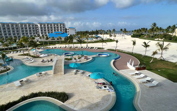 The resort's extensive pool area and beach