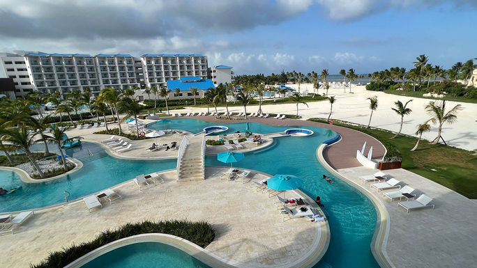 Margaritaville Island Reserve by Karisma Cap Cana The resort's extensive pool area and beach