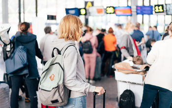 Check-in queue at the airport.