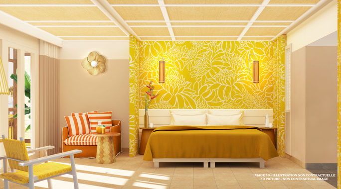 Rendering of a renovated room at the Club Med Buccaneer's Creek resort. Club Med, Club Med Buccaneer's Creek, resorts in Martinique