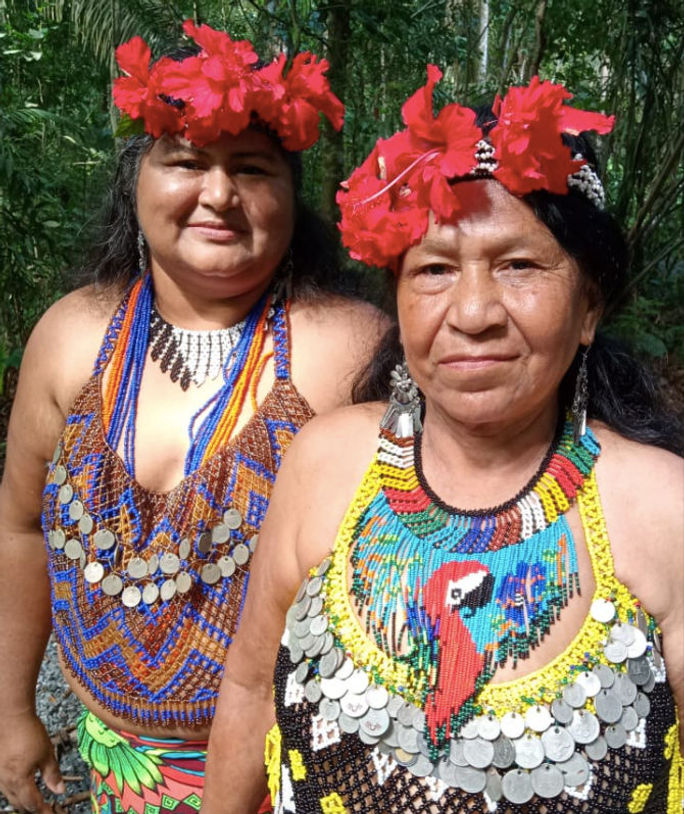 Members of the Emberé community share their culture with visitors