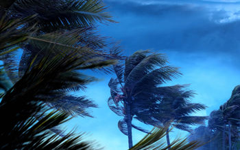High winds from a hurricane in Caribbean.