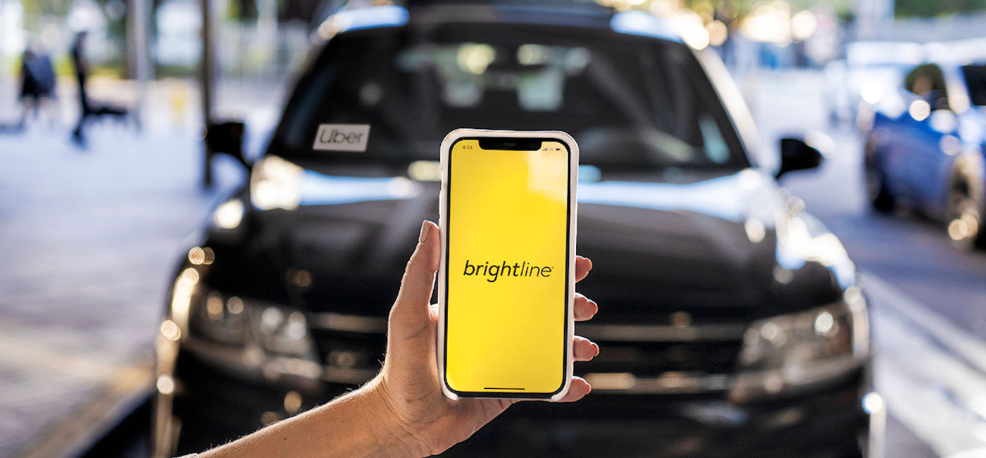 Image: South Florida's high-speed rail provider Brightline partners with Uber. (photo courtesy of Brightline)