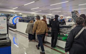 TSA security line, airport, travel