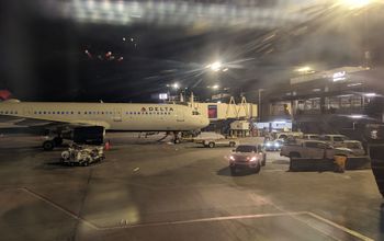 Delta plane at the gate, airport,